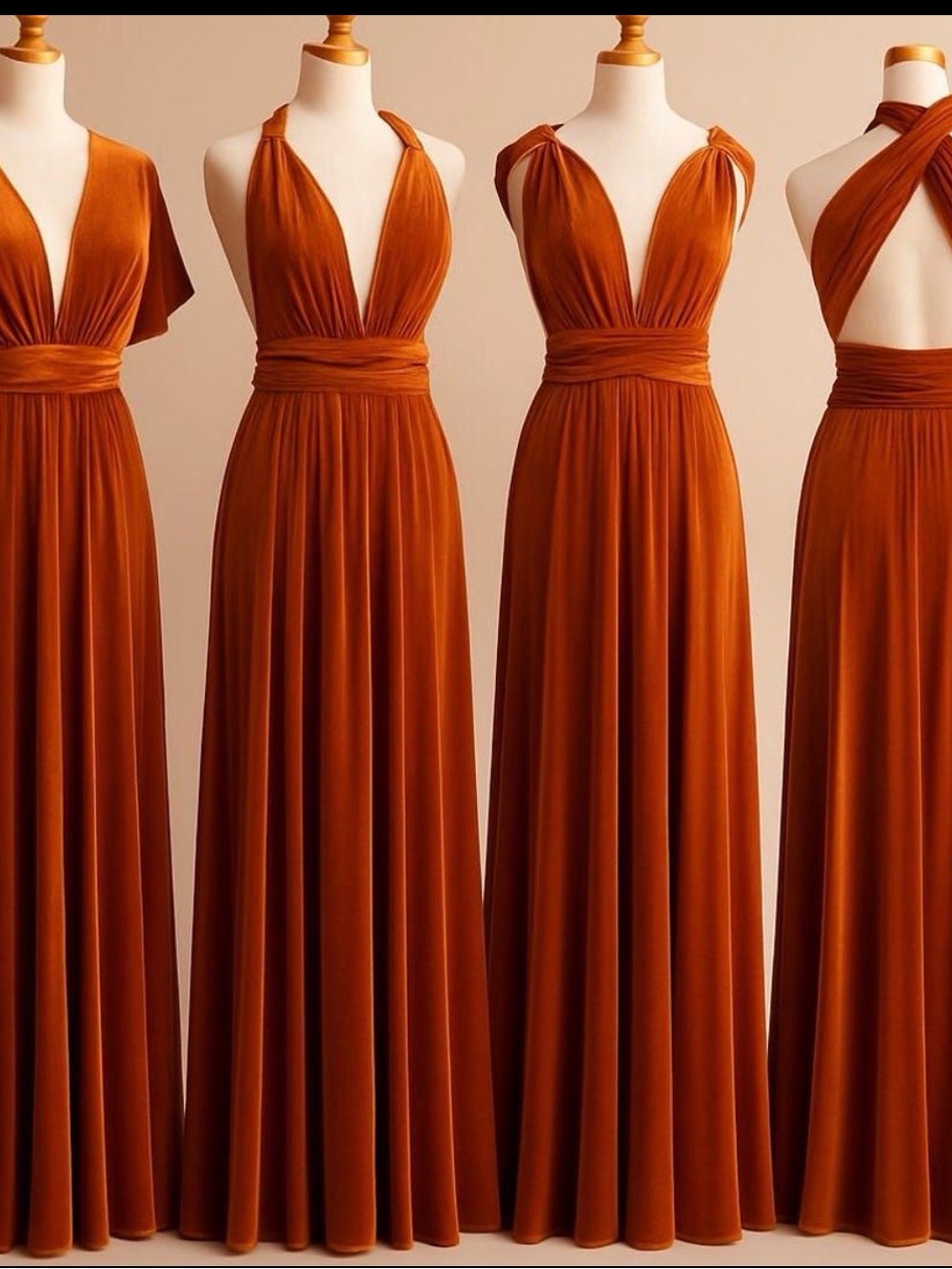 Rust Burnt Orange Infinity Convertible Multiway Maxi Dress
